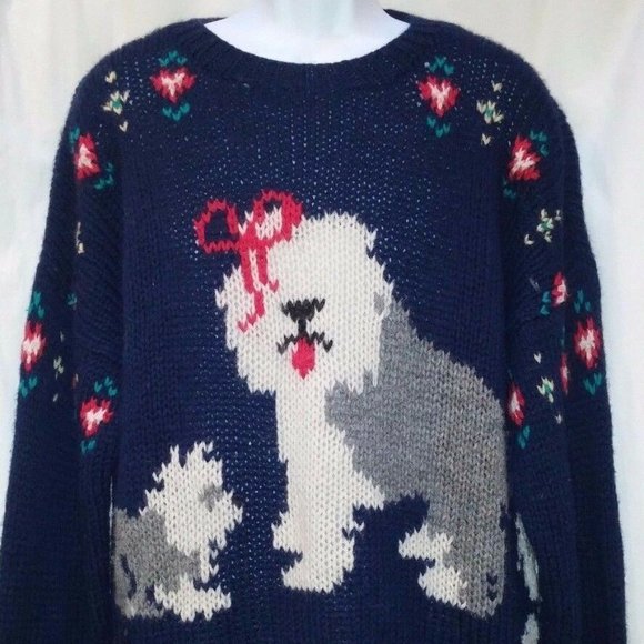 Woolrich Woman Navy Blue Sweater Sheep Dog - Picture 2 of 7